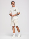 Ombre Clothing Tricou pentru bărbați cu aplicație păianjen din cristale și margele aurii – fildeș V2 OM-TSCT-0277 Ombre Clothing