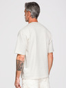 Ombre Clothing Tricou pentru bărbați cu aplicație păianjen din cristale și margele aurii – fildeș V2 OM-TSCT-0277 Ombre Clothing