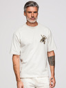 Ombre Clothing Tricou pentru bărbați cu aplicație păianjen din cristale și margele aurii – fildeș V2 OM-TSCT-0277 Ombre Clothing