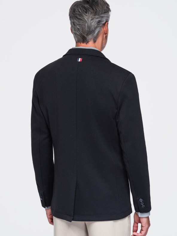 Ombre Clothing Sacou pentru bărbați SLIM din jersey cu structură fină – negru V2 M165 Ombre Clothing