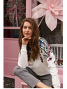 Moodo Hanorac cu tipar floral alb Moodo
