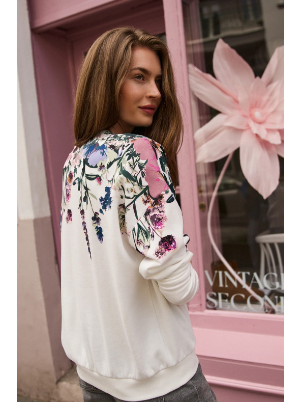 Moodo Hanorac cu tipar floral alb Moodo