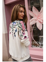 Moodo Hanorac cu tipar floral alb Moodo
