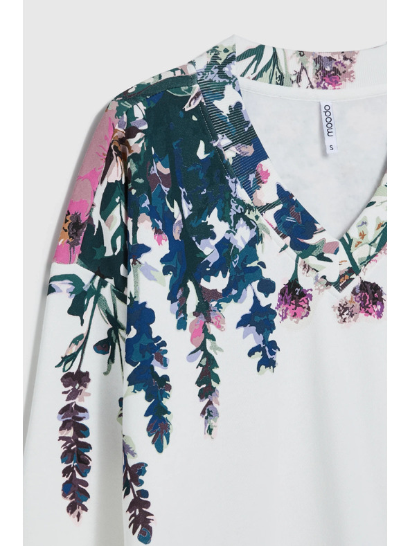 Moodo Hanorac cu tipar floral alb Moodo