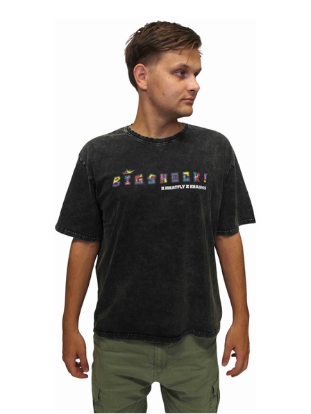 Meatfly Meatfly tricou unisex Big Shock Krajdos Black Acid Wash