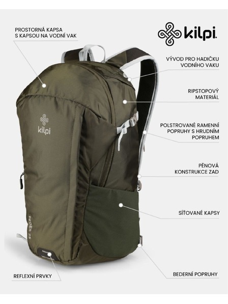 Kilpi Rucsac Ultralight pentru drumeții Kilpi PEDES 25-U Verde închis