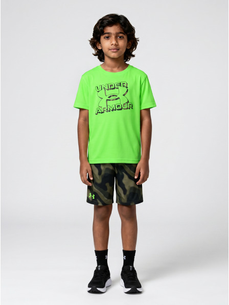 Under Armour Set pentru băieți Under Armour UA TECH PRINTED SS SHORT SET-GRN