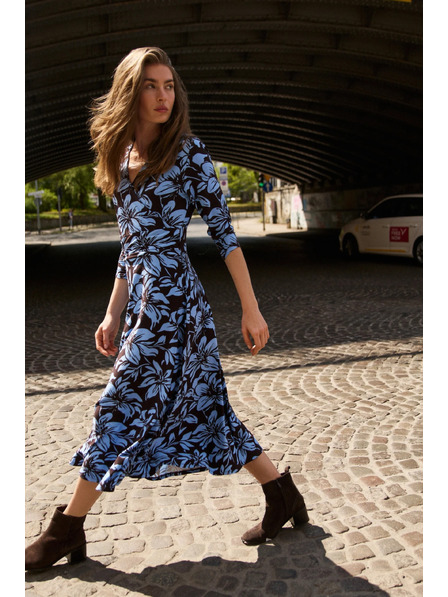 Moodo Rochie midi cu tipar floral maro Moodo