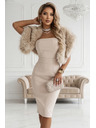 numoco Rochie midi cu corset și talie - bej