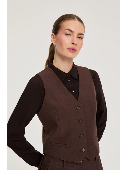 Moodo Vestă elegantă maro Moodo