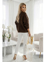 numoco Pulover oversized cald cu țesătură densă și decolteu în V - ciocolată