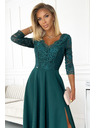 numoco Rochie lungă elegantă din dantelă cu decolteu - verde Numoco AMBER