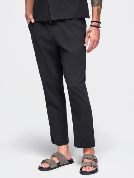 Ombre Clothing Pantaloni structurați ușori din bumbac pentru bărbați – negri V2 OM-PACP-0312 Ombre Clothing