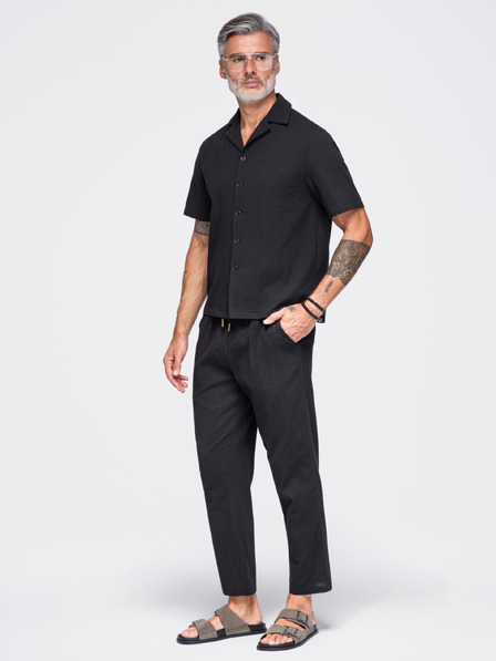 Ombre Clothing Pantaloni structurați ușori din bumbac pentru bărbați – negri V2 OM-PACP-0312 Ombre Clothing