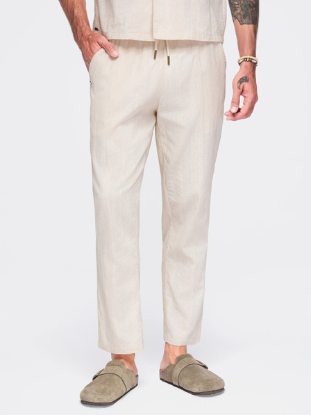 Ombre Clothing Pantaloni ușori structurați din bumbac pentru bărbați – crem V3 OM-PACP-0312 Ombre Clothing