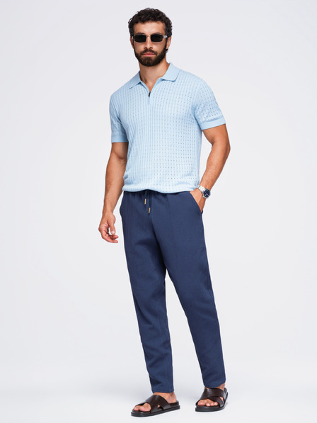 Ombre Clothing Pantaloni structurați din bumbac pentru bărbați REGULAR FIT – albastru închis V1 OM-PACP-0310 Ombre Clothing