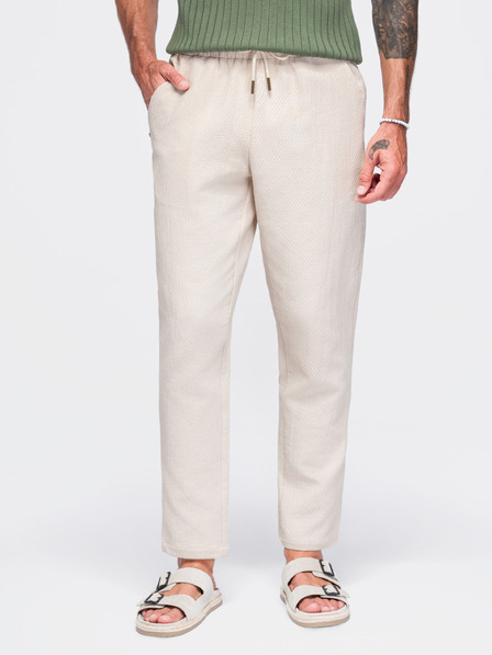 Ombre Clothing Pantaloni din bumbac pentru bărbați cu croiala structurată REGULAR FIT – fildeș V2 OM-PACP-0310 Ombre Clothing