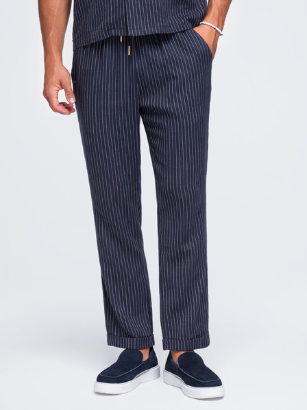 Ombre Clothing Pantaloni pentru bărbați din viscoză și in cu dungi – albastru închis V2 OM-PACP-0311 Ombre Clothing