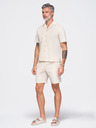 Ombre Clothing Cămașă din bumbac pentru bărbați cu guler cuban – crem V3 OM-SHSS-0221 Ombre Clothing