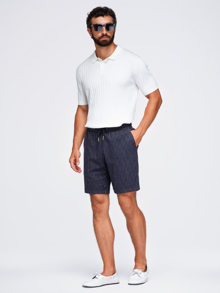Ombre Clothing Pantaloni scurți din viscoză și in REGULAR FIT pentru bărbați cu dungi – albastru închis V2 OM-SRCS-0208 Ombre Clothing