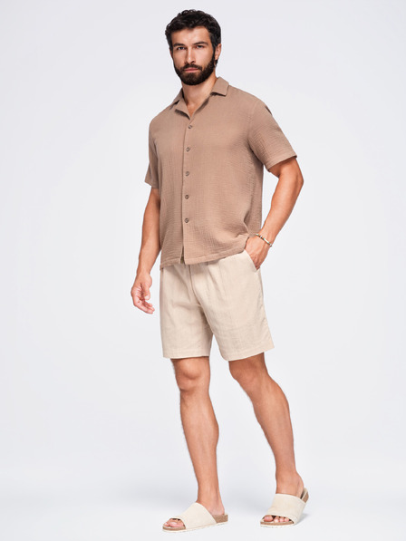 Ombre Clothing Pantaloni scurți din bumbac structurat pentru bărbați – bej deschis V1 OM-SRCS-0209 Ombre Clothing