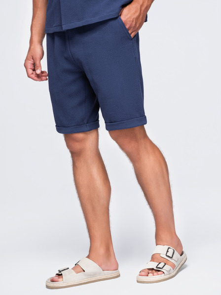Ombre Clothing Pantaloni scurți pentru bărbați din bumbac structurat – albastru închis V1 OM-SRCS-0207 Ombre Clothing