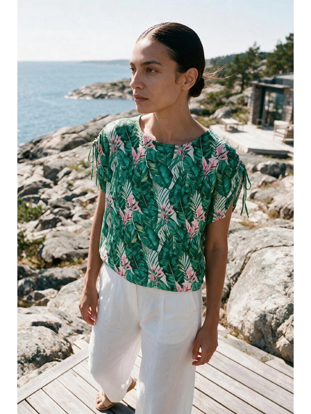 Moodo Cămașă cu model floral verde Moodo