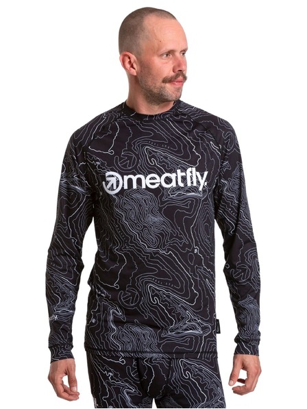 Meatfly Meatfly tricou termic pentru bărbați Avery Black Topography