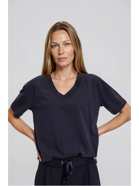 Moodo Tricou cu decupaj în gât tăiat bleumarin Moodo