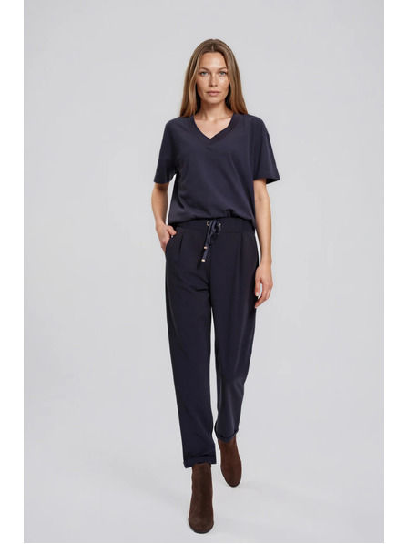 Moodo Tricou cu decupaj în gât tăiat bleumarin Moodo