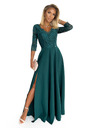 numoco Rochie lungă elegantă din dantelă cu decolteu - verde Numoco AMBER