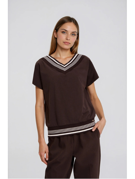 Moodo Bluza din bumbac maro Moodo