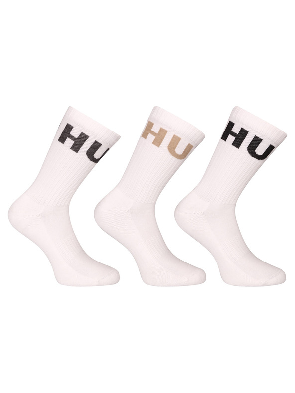 HUGO Set de trei - ciorapi HUGO înalți albi