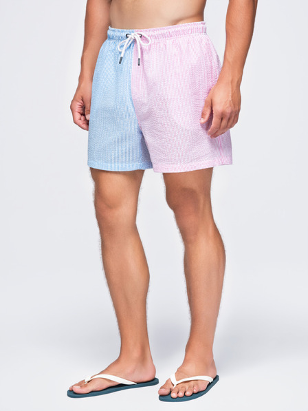 Ombre Clothing Pantaloni de baie bărbătești bicolori din material texturat – albastru-roz V3 OM-SRSS-0215 Ombre Clothing