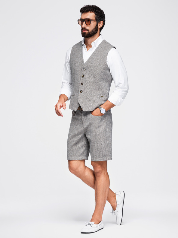 Ombre Clothing Șort bărbătesc structurat REGULAR FIT – gri-maro V1 OM-SRCS-0189 Ombre Clothing