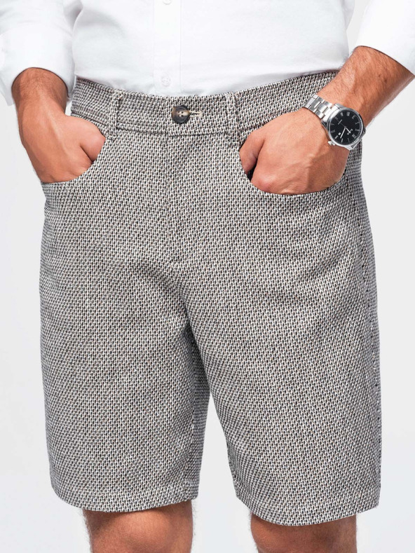 Ombre Clothing Șort bărbătesc structurat REGULAR FIT – gri-maro V1 OM-SRCS-0189 Ombre Clothing