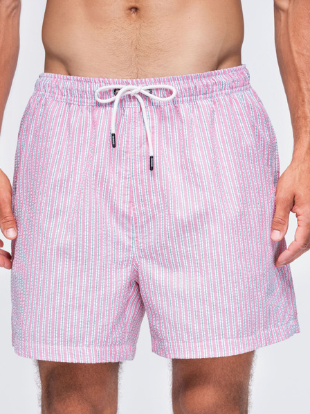 Ombre Clothing Pantaloni de baie bărbătești din material texturat cu dungi – roz V2 OM-SRSS-0214 Ombre Clothing