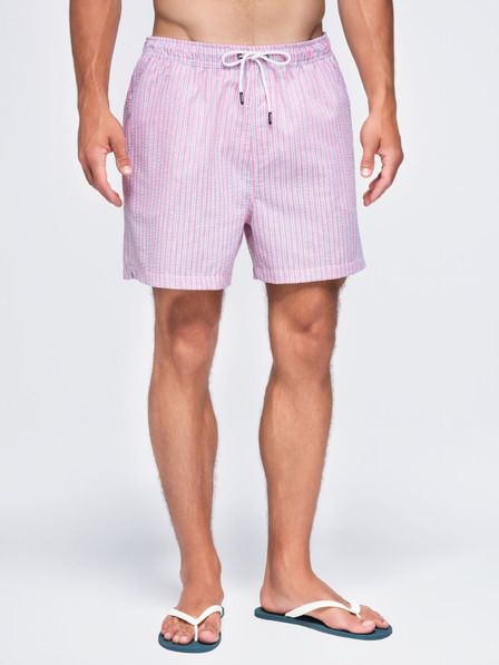 Ombre Clothing Pantaloni de baie bărbătești din material texturat cu dungi – roz V2 OM-SRSS-0214 Ombre Clothing