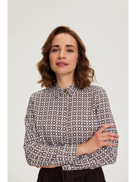 Moodo Cămașă pentru femei cu imprimeu geometric albă Moodo