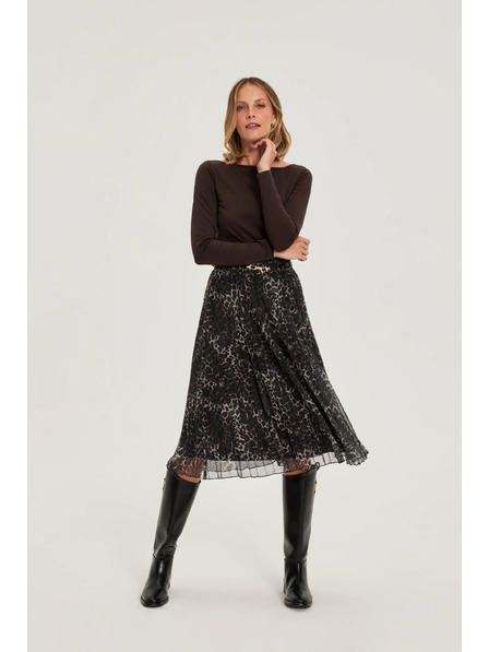 Moodo Fustă cu model leopard maro Moodo