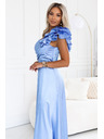 numoco Rochie de seară maxi din satin pe un umăr cu volant decorativ - albastru deschis