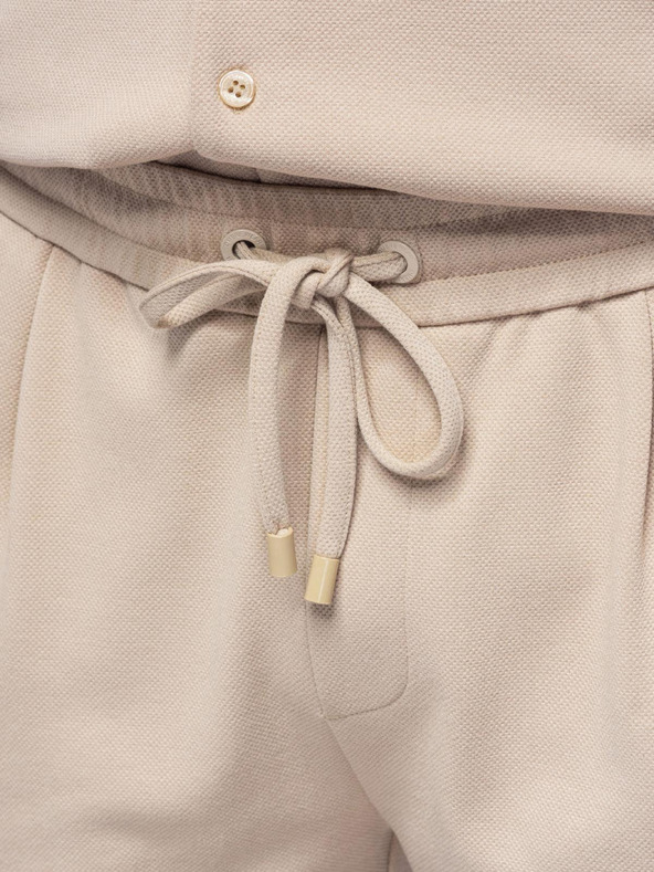 Ombre Clothing Pantaloni chino din vâscoză pentru bărbați cu elastic la talie – bej V3 OM-PACP-0306 Ombre Clothing