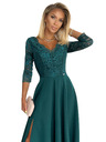 numoco Rochie lungă elegantă din dantelă cu decolteu - verde Numoco AMBER