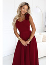 numoco Rochie elegantă de seară maxi cu splet și trandafiri - bordo