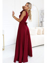 numoco Rochie elegantă de seară maxi cu splet și trandafiri - bordo