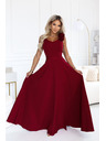 numoco Rochie elegantă de seară maxi cu splet și trandafiri - bordo