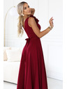 numoco Rochie elegantă de seară maxi cu splet și trandafiri - bordo