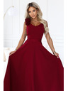 numoco Rochie elegantă de seară maxi cu splet și trandafiri - bordo