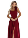 numoco Rochie elegantă de seară maxi cu splet și trandafiri - bordo