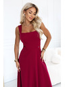 numoco AURELIA Rochie lungă cu spărtură pe picior și decolteu pătrat - burgundy